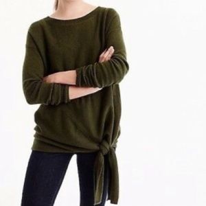 🔥J.Crew🔥 | Pine green over sized wool blend tunic sweater with knot